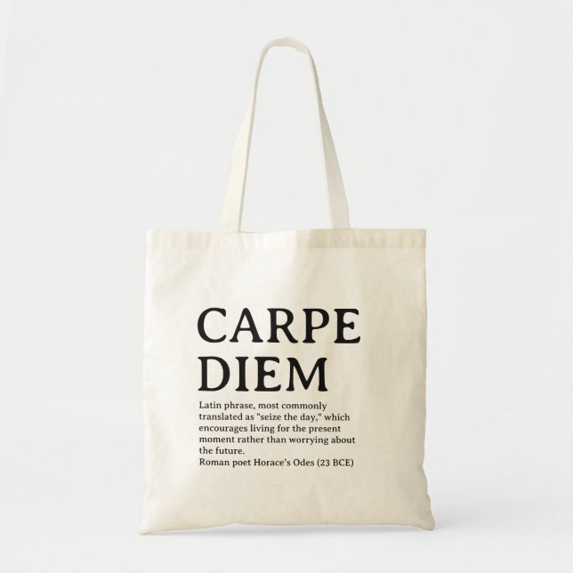 Bolsa Tote Carpe Diem latin quote (Frente)