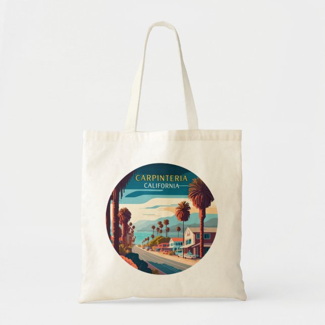 Bolsa Tote Carpinteria California Sunset Palm Trees Retro (Frente)