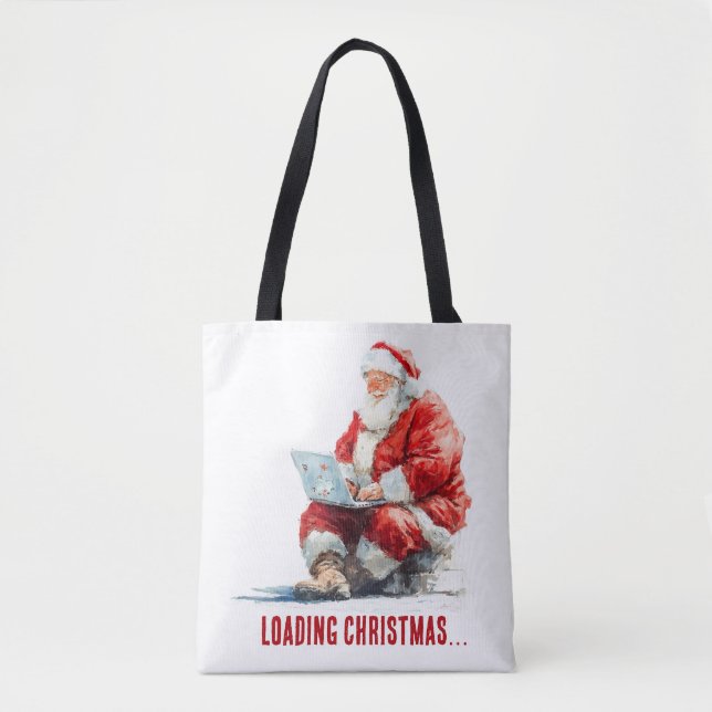 Bolsa Tote Carregando Papai noel Engraçado de Natal (Frente)
