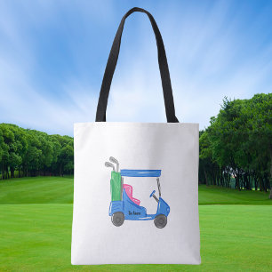 Bolsa Tote Carrinho de Golfe Azul Personalizado Preppy