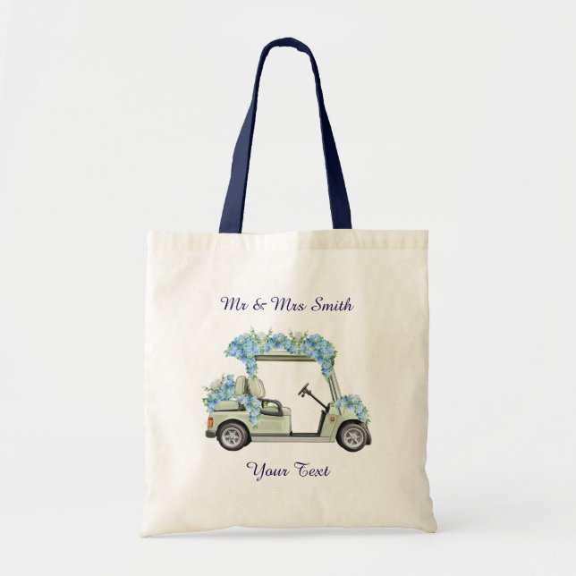 Bolsa Tote Carrinho de Golfe Floral Azul de Nantucket (Frente)