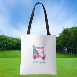 Bolsa Tote Carrinho de Golfe Rosa Chique / Presente de Golfe