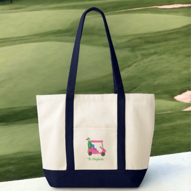 Bolsa Tote Carrinho de Golfe Rosa Pré-Paposto Personalizado (Criador carregado)