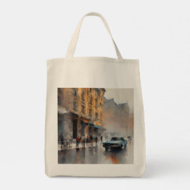 Bolsa Tote Carro Azul Vintage na paisagem urbana florida