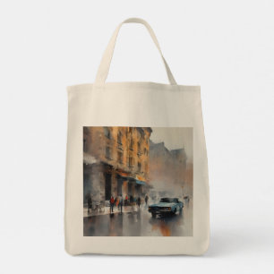 Bolsa Tote Carro Azul Vintage na paisagem urbana florida