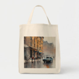 Bolsa Tote Carro Azul Vintage na paisagem urbana florida