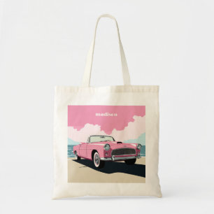Bolsa Tote Carro Clássico Rosa de Nome Personalizado
