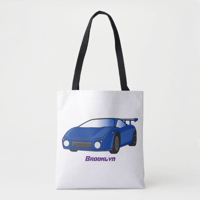Bolsa Tote Carro desportivo azul com ilustração de airfoil (Frente)