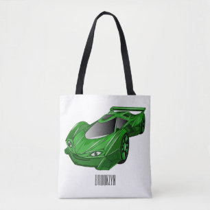 Bolsa Tote Carro desportivo verde com ilustração aerofoil