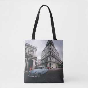 Bolsa Tote Carro vintage Clássico Azul Cityscape