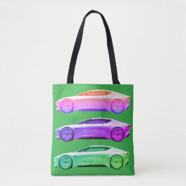 Bolsa Tote Carros Esportivos Elegantes em Cores Intensas Estã