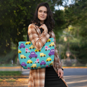 Bolsa Tote Carros para crianças coloridas