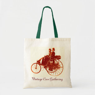 Bolsa Tote Carros vintage Reunindo, verde-escuro