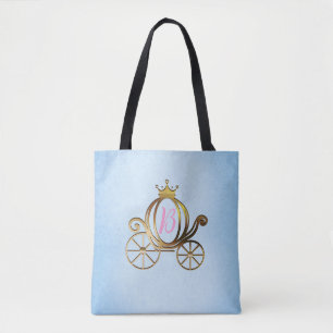 Bolsa Tote Carruagem Dourada da Princesa Conto Azul Real
