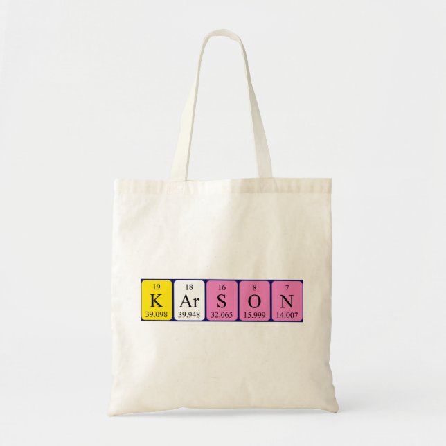 Bolsa Tote Carson com nome de mesa periódico tote saco (Frente)