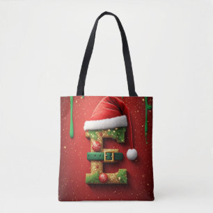 Bolsa Tote Carta E de Natal com Decoração de Coroa de Férias