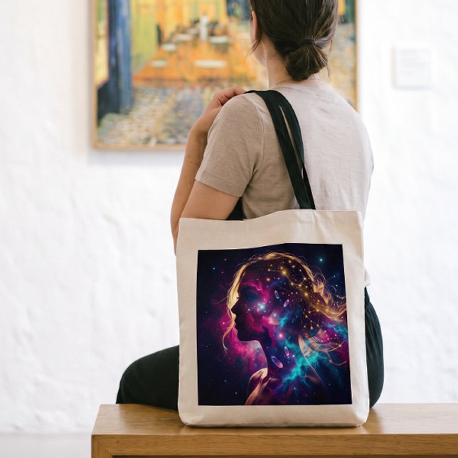 Bolsa Tote Carta Mística de Tarot Dama da Lua Cósmica (Criador carregado)