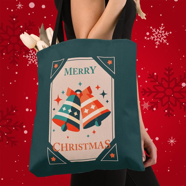 Bolsa Tote Cartão de Natal - Balas de Natal e Estrelas (Criador carregado)