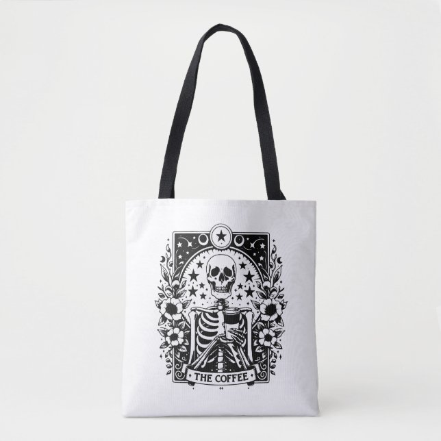 Bolsa Tote Cartão de Tarot para Esqueleto Monocromático "O Ca (Frente)