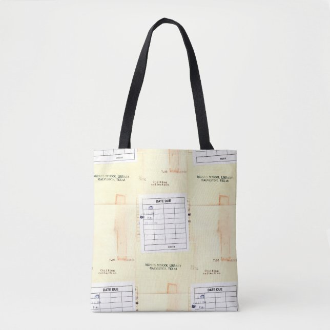 Bolsa Tote Cartão devido retro da data do livro da biblioteca (Frente)