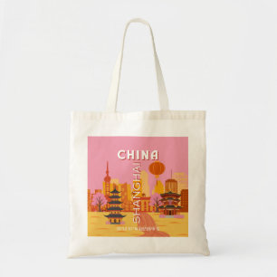 Bolsa Tote Cartaz Antigo de Viagens para Xangai, China