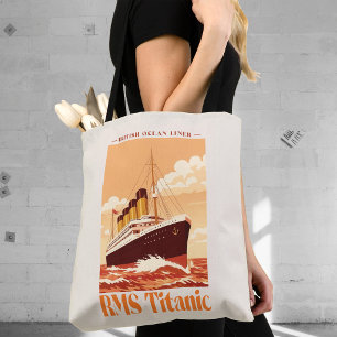 Bolsa Tote Cartaz Antigo do RMS Titanic. Arte Retro de Transa