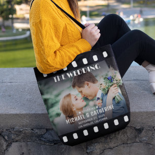 Bolsa Tote Cartaz de Filme Faixa Preta e Branca Casamento