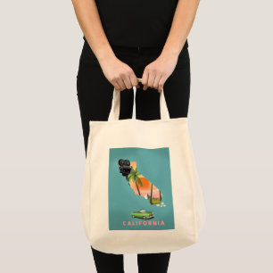 Bolsa Tote cartaz de mapa ilustrado da Califórnia