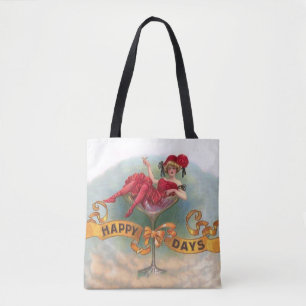 Bolsa Tote Cartaz de Mulher Antiga em Copo de Champanhe: Bar