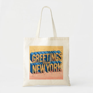 Bolsa Tote Cartaz de Postal de Letras Grandes de Nova York