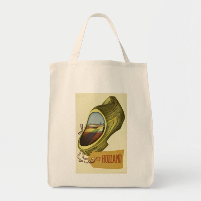 Bolsa Tote Cartaz de Viagem Antigo Holanda  , (Frente)