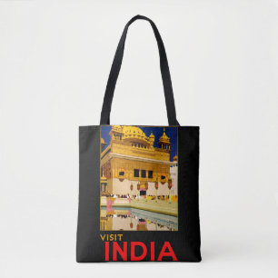 Bolsa Tote Cartaz de viagem da Índia arte vintage indiana