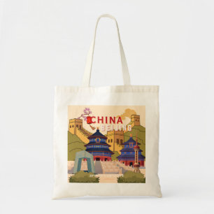 Bolsa Tote Cartaz de Viagem de Pequim China Arte de Parede