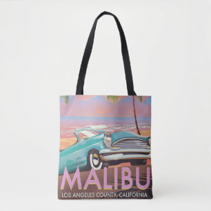Bolsa Tote Cartaz de viagem Malibu, Los Angeles, Califórnia