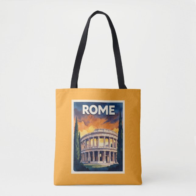 Bolsa Tote Cartaz de Viagem Retro Roma (Frente)