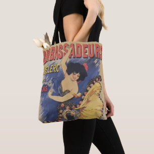 Bolsa Tote Cartaz Francês Antigo Dançarino Art Nouveau