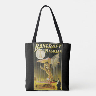 Bolsa Tote Cartaz Mágico Antigo, Mágico Bancroft e Leão