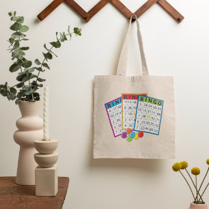 Bolsa Tote Cartões Coloridos de Jogo de Bingo com Fichas