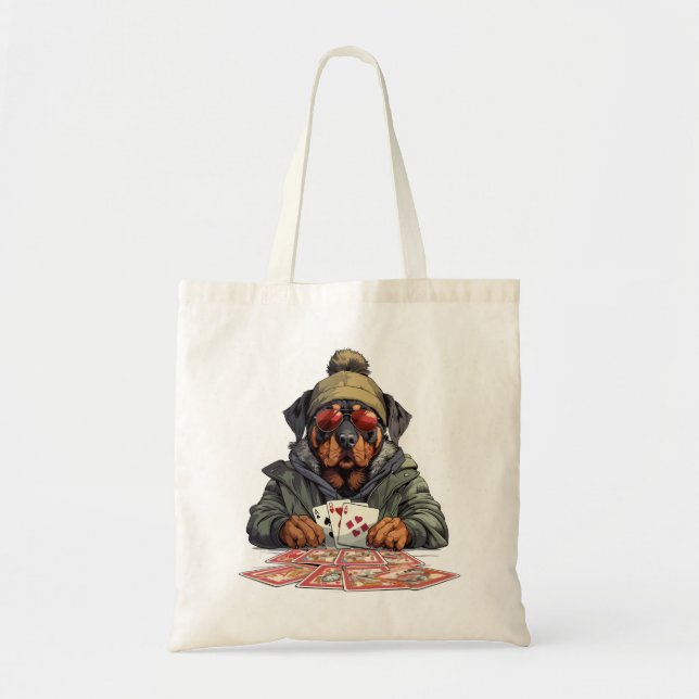 Bolsa Tote Cartões De Jogar Cachorro Rottweiler (Frente)