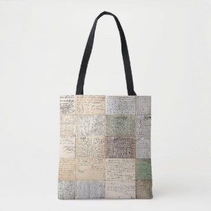 Bolsa Tote Cartões-postais Antigos Fundo de Vintagem Francês