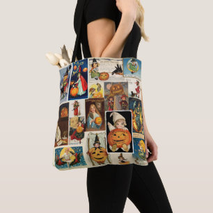 Bolsa Tote Cartões-postais Vintage de 100 anos de Halloween B