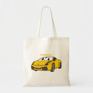 Bolsa Tote Cartografia de carro esportivo amarelo e bonito