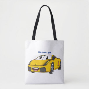 Bolsa Tote Cartografia de carro esportivo amarelo e bonito