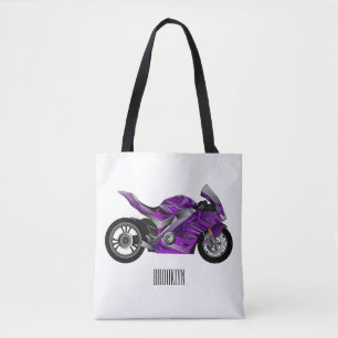 Bolsa Tote Cartografia de motocicletas de esporte roxo