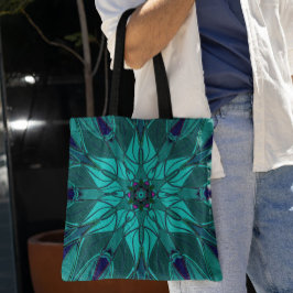 Bolsa Tote Cartografia Mandala Flor Azul