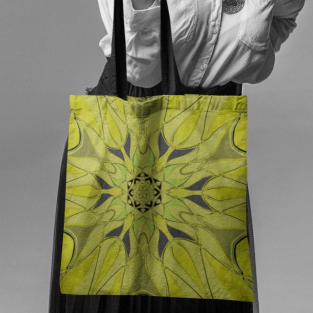 Bolsa Tote Cartografia Mandala Flor Verde (Criador carregado)