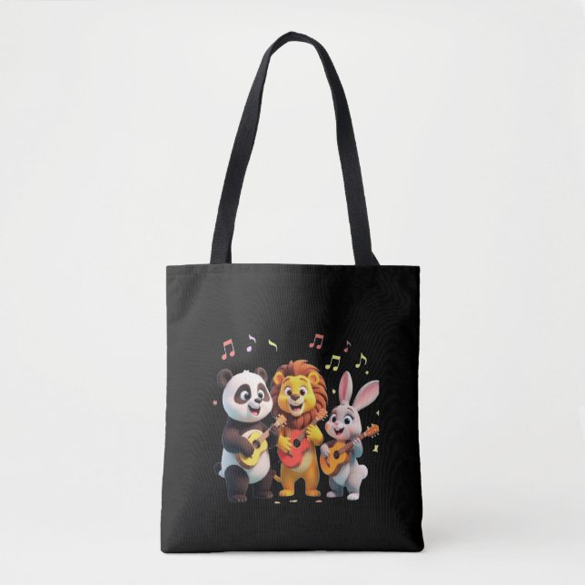 Bolsa Tote 🎵 Cartoon Animal Music Party – Fun & Cute Musical (Frente)