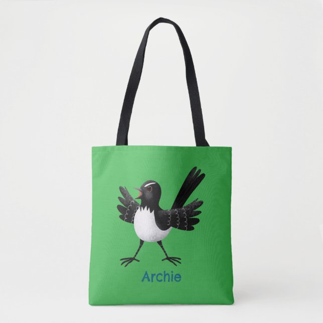 Bolsa Tote Cartoon australiano Willie Wagtail personalizado (Frente)