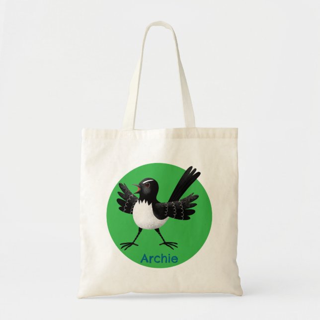 Bolsa Tote Cartoon australiano Willie Wagtail personalizado (Frente)