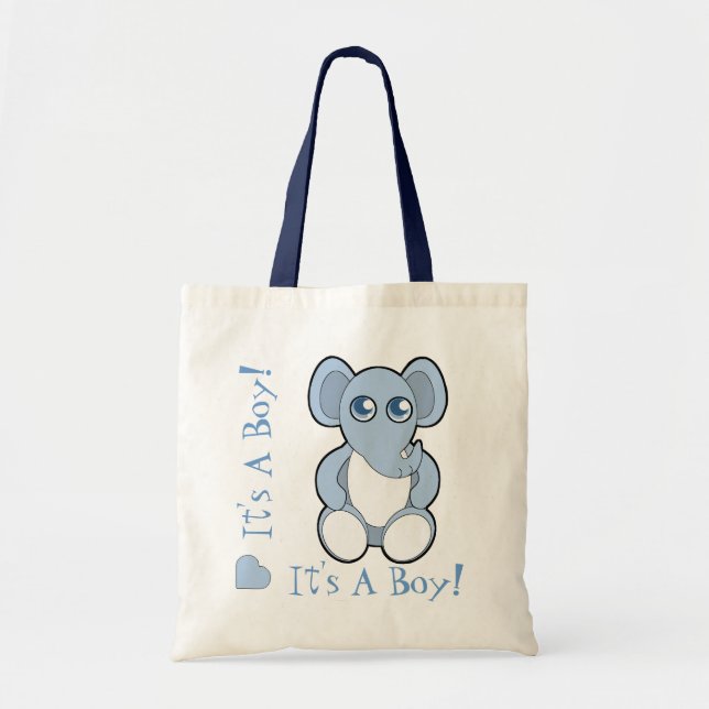 Bolsa Tote Cartoon Azul Elefante Nova Mamãe (Frente)